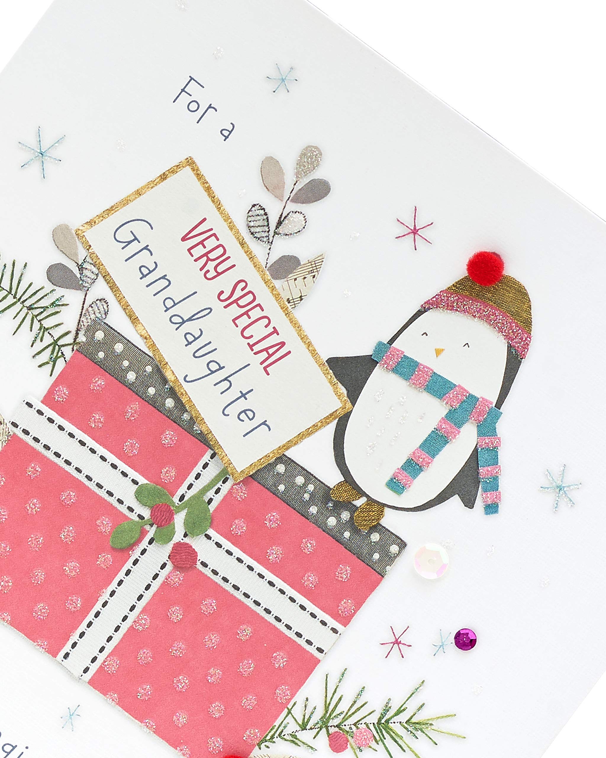 Penguin Christmas Card for Granddaughter - Heartfelt Holiday Greeting Card with Cute Penguins - Perfect Christmas Gift for Granddaughters - Use for Holiday Wishes, Family Keepsakes & Special Memories