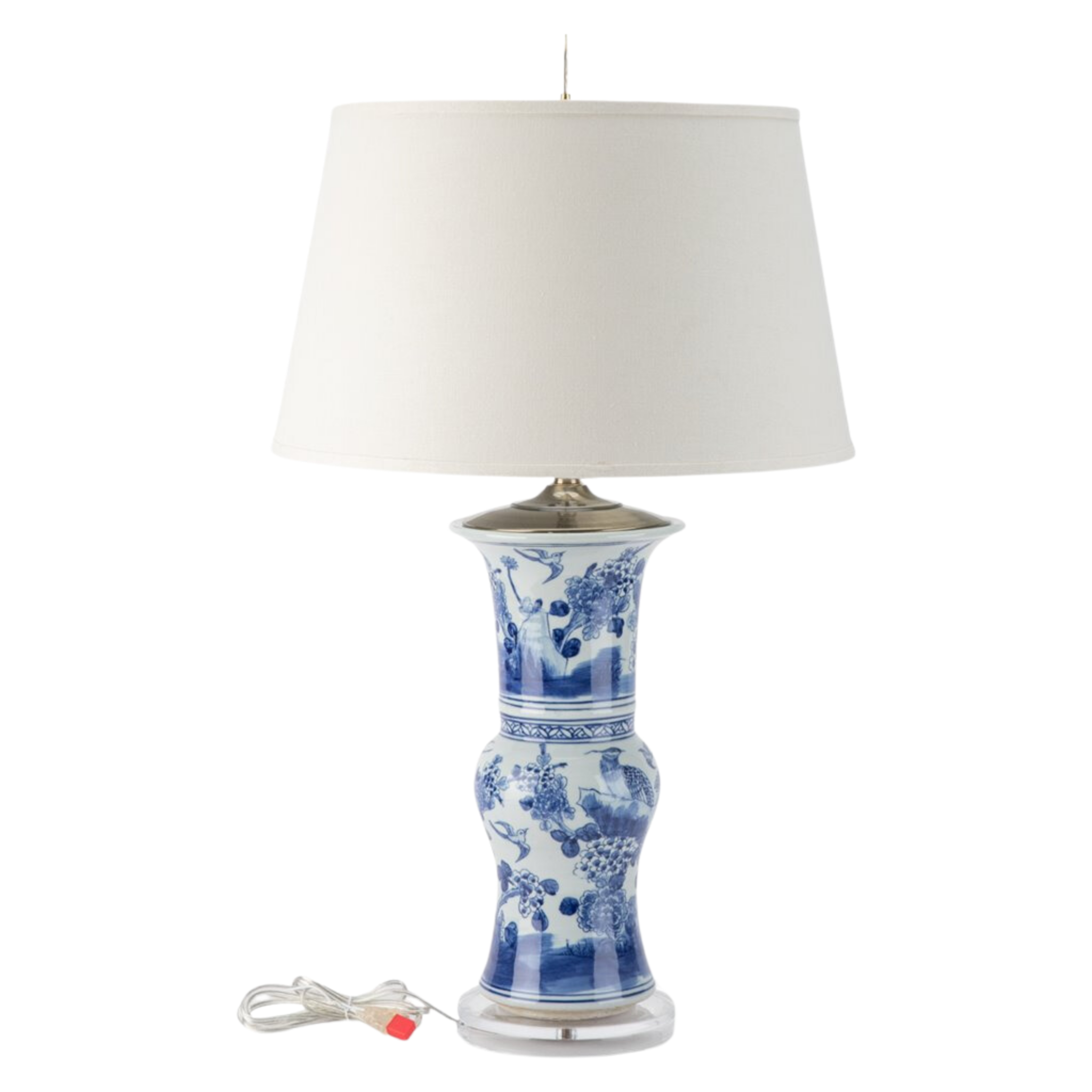 Blue and White Floral Ceramic Vase Lamp - Elegant Home Decor for Living Room, Bedroom & Office - Perfect for Boho, Farmhouse & Modern Interior Design Styles