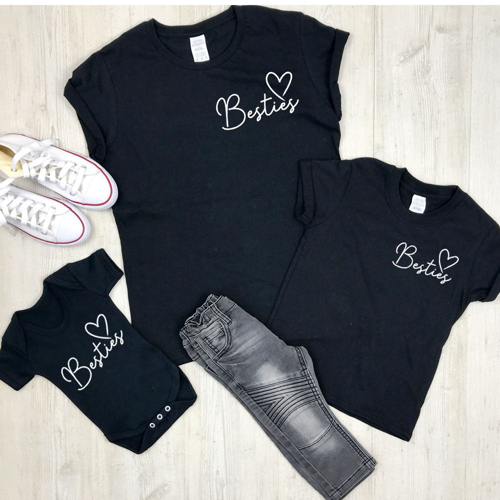 Besties Mini Logo Mum & Kid Matching Tees & Vests - MRK X Collection | Mother Daughter Matching Outfits for Family Photos & Special Occasions