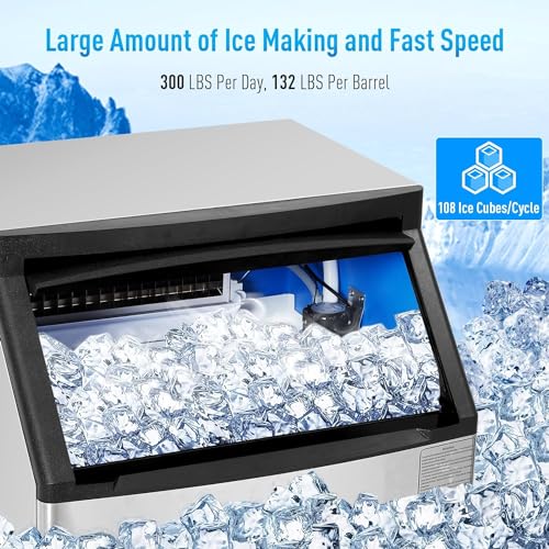 GARVEE 260lbs/24H Commercial Under Counter Ice Maker Machine - Stainless Steel, 145LBS Storage, Self-Cleaning - Perfect for Bars, Restaurants, Cafes & Home Use