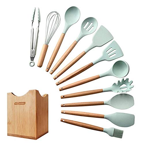 11/12/13Pcs Nonstick Silicone Kitchen Utensils Set with Spoon & Spatula - Durable Cooking & Baking Tools in Silver for Everyday Kitchen Use