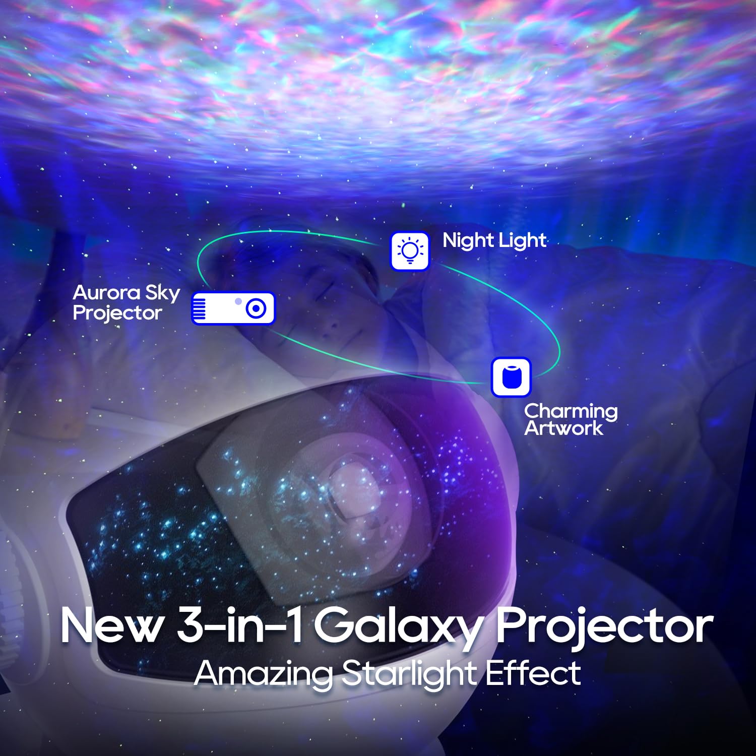 Galaxy Projector Star Light with Timer & Remote Control - Astronaut Night Light for Bedroom, Kids Room Decor - Perfect Gift for Teens, Children & Adults - Create Relaxing Atmosphere for Sleep, Meditation & Party Decorations