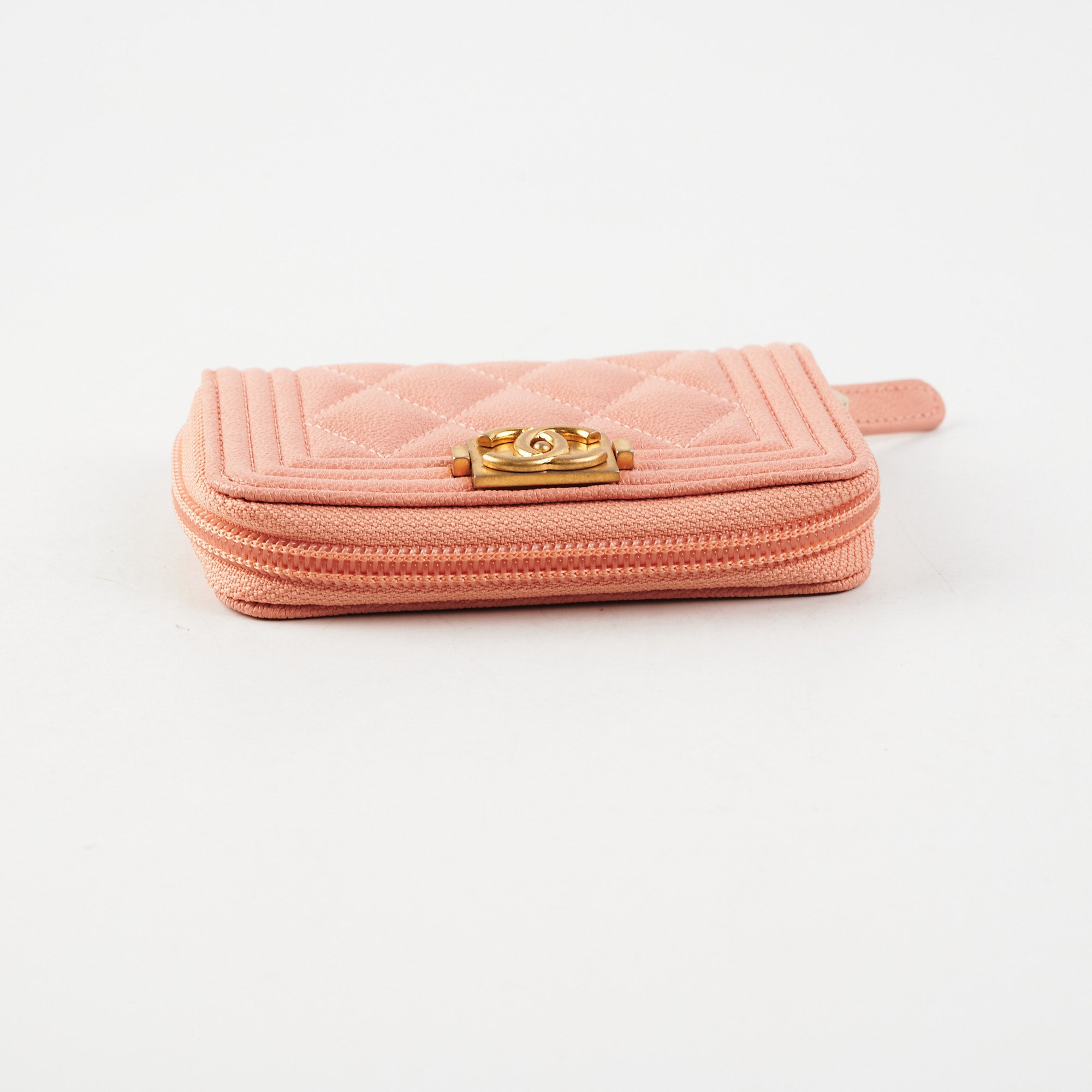 Chanel Boy Zip Compact Wallet in Pink - Luxury Leather Wallet for Women - Perfect for Everyday Use & Special Occasions