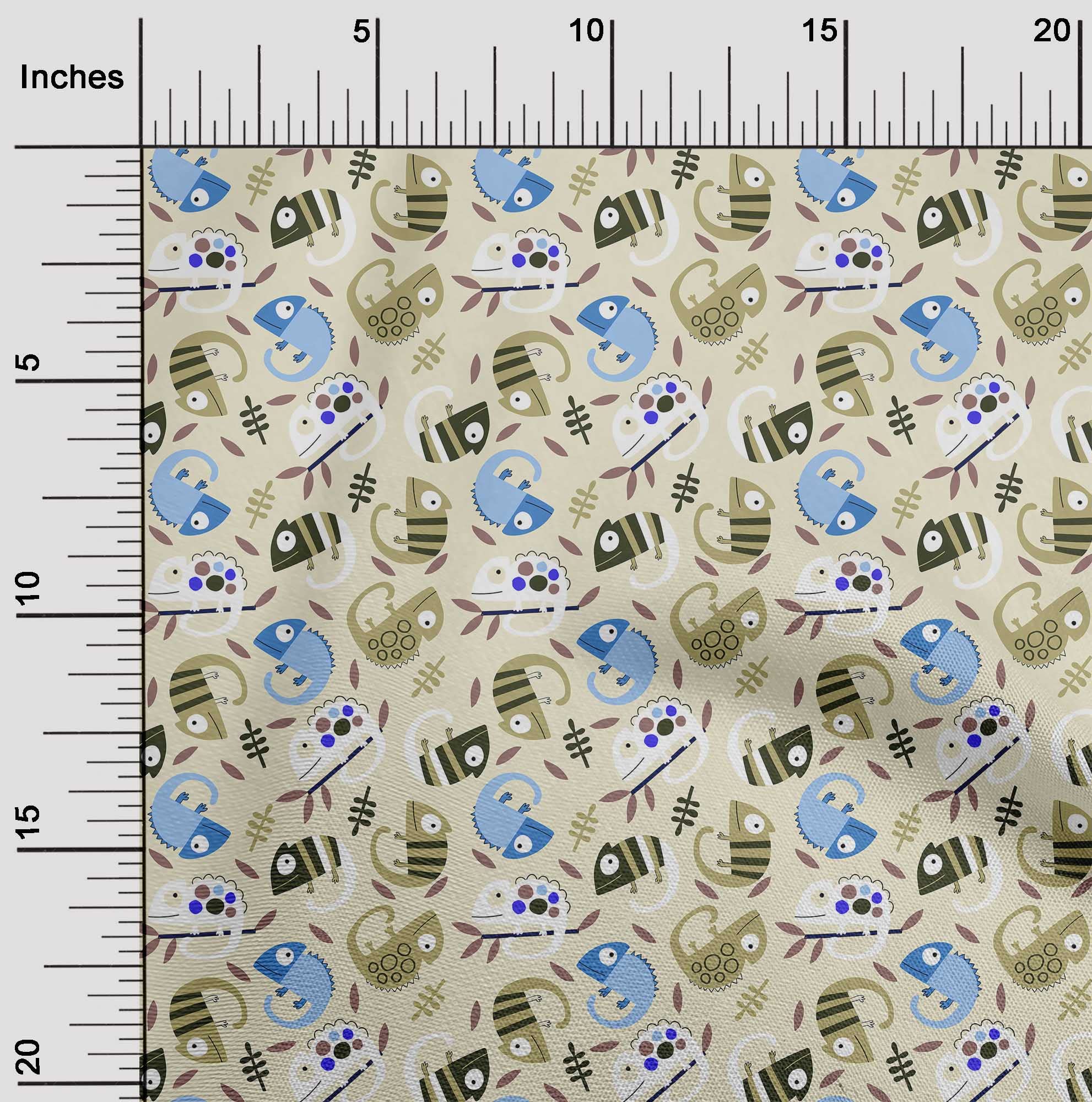 oneOone Polyester Spandex Beige Animal Print Fabric for Kids - 56 Inch Wide DIY Sewing Material for Clothing, Costumes & Crafts - Soft Stretchy Fabric by The Yard for Dressmaking and Home Decor Projects
