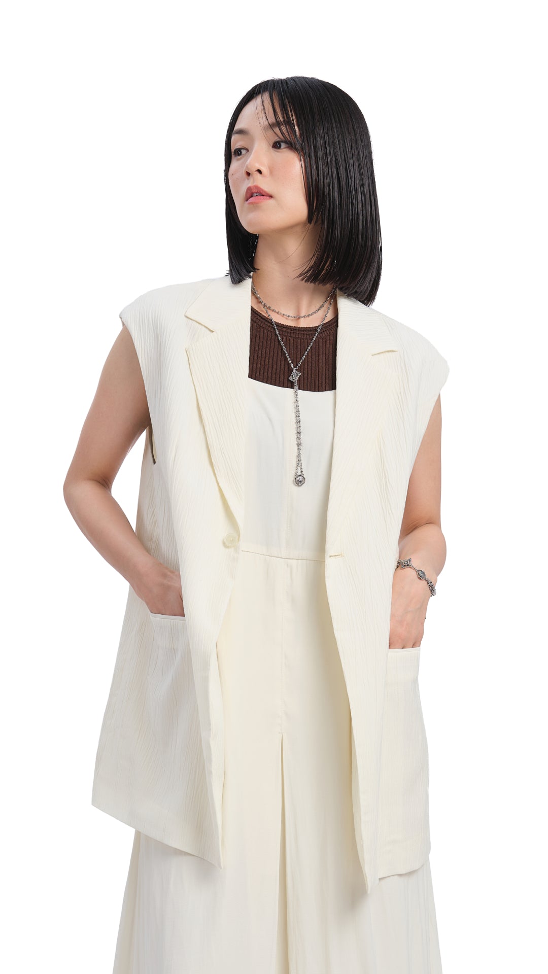 Stylish Oversized Jacquard Waistcoat Vest for Women - Elegant Floral Embroidery, Loose Fit Fashion Top - Perfect for Office, Date Night & Special Occasions