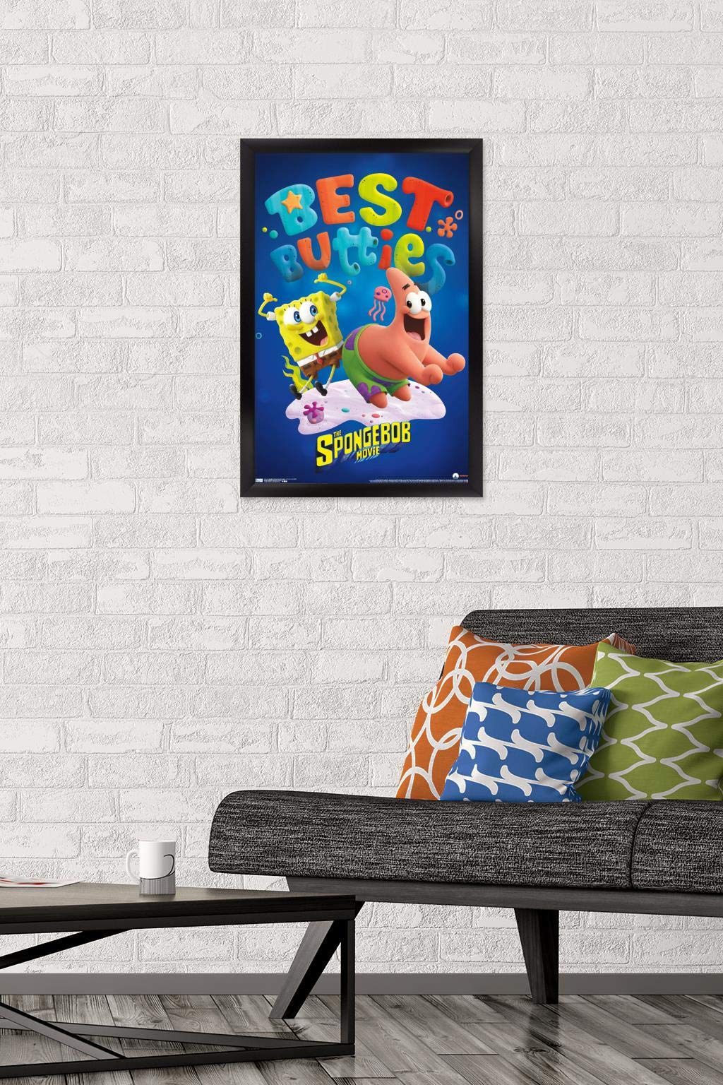 Trends International The SpongeBob Movie: Sponge On The Run Wall Poster - 14.725 x 22.375 Inches Black Framed Art Print - Perfect for Kids' Room Decor, Classroom, or Office Wall Art