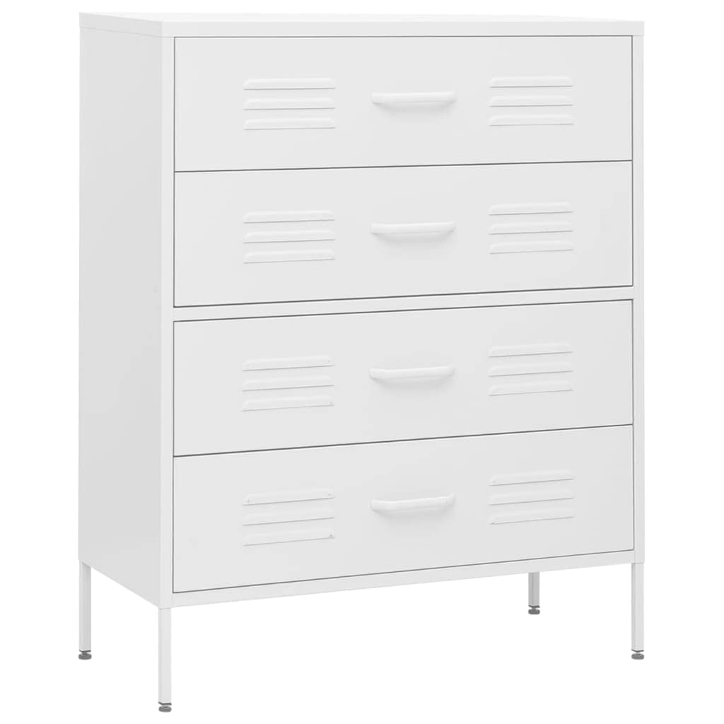 Modern White Steel Chest of Drawers - 5-Drawer Storage Cabinet for Bedroom, Living Room & Home Office - Space-Saving Organizer with Sideboard Design - Perfect for Clothes, Toys & Home Decor Storage