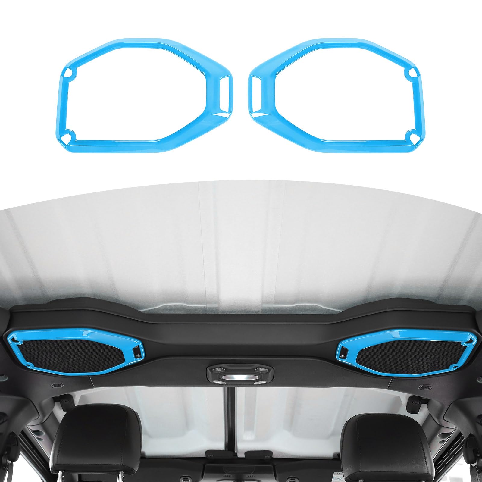 RT-TCZ Roof Speaker Cover Trim for Jeep Wrangler JL JLU & Gladiator JT (2018-2023) - Baby Blue Interior Accessories (2-Piece Set) - Perfect for Car Audio Protection & Customization