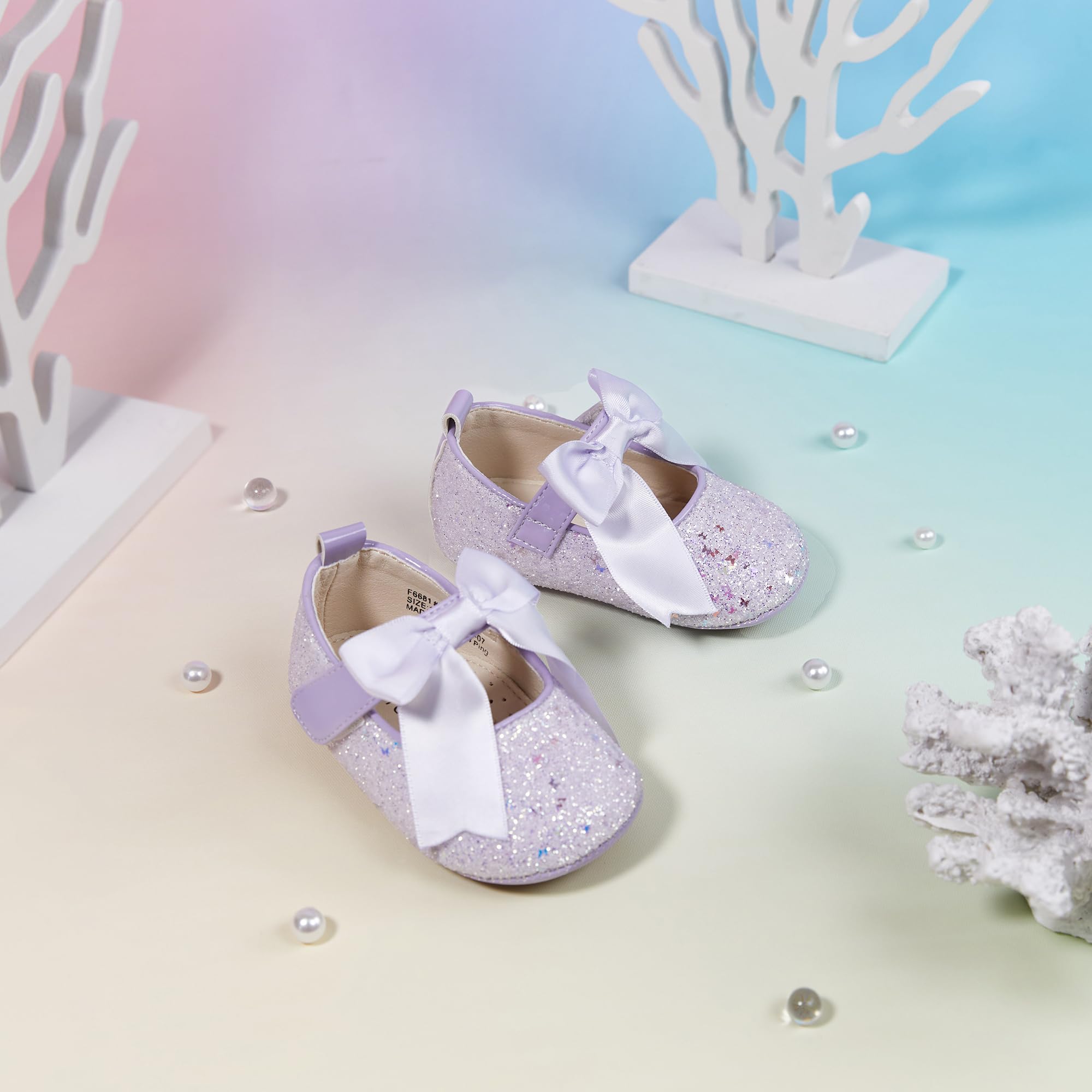 Kiderence Baby Girls Prewalker Mary Jane Flats - Soft Sole Bowknot Princess Dress Shoes for Infant & Toddler (6-24 Months) | Perfect for First Steps, Special Occasions & Photo Shoots
