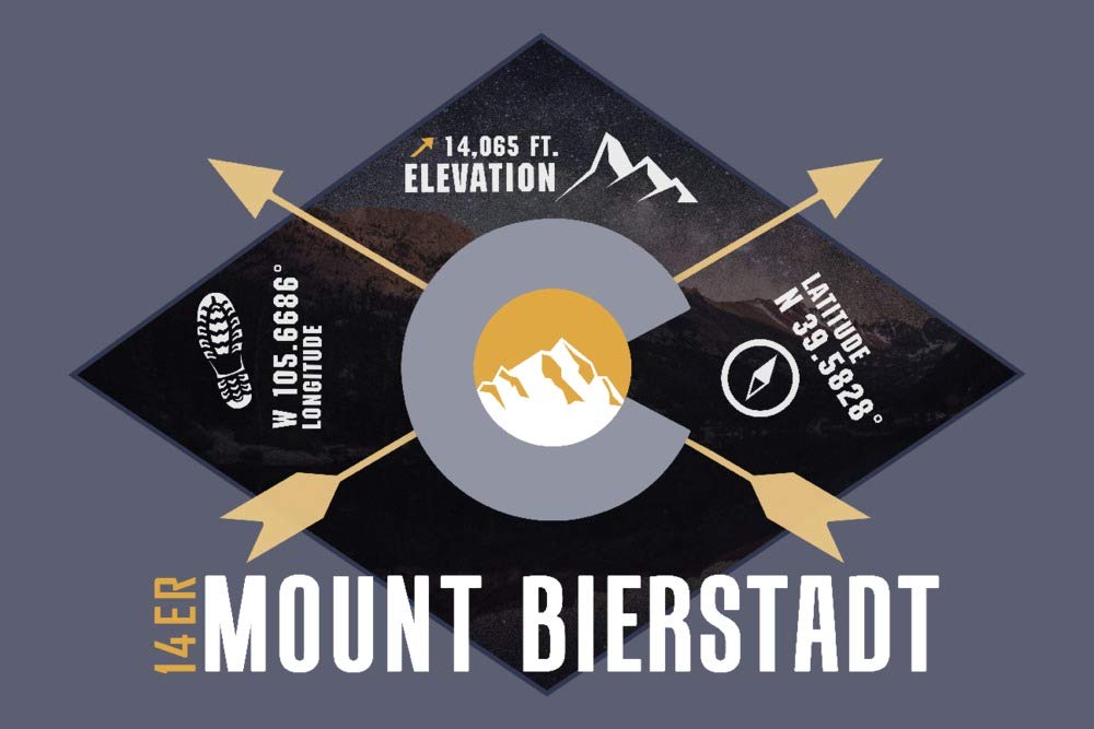 Lantern Press 16x24 Inch Giclee Print - Mount Bierstadt Colorado Infographic Artwork | Fourteeners Contour Map Wall Decor | Perfect for Home Office, Living Room & Mountain Cabin Decor