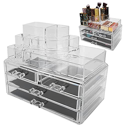 3-Tier Jewelry Storage Box with 4 Drawers - Clear Detachable Makeup Organizer for Small Items - Perfect for Vanity, Travel & Home Decor