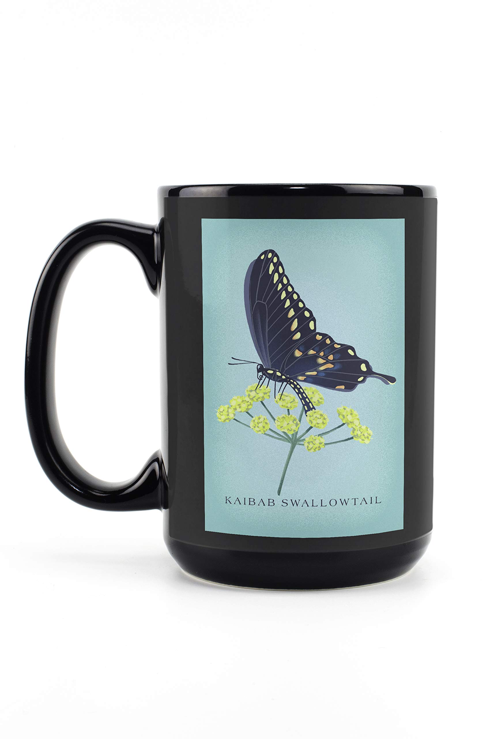 Lantern Press Kaibab Swallowtail Vintage Flora Mug - 15oz Black Ceramic Coffee & Tea Cup | Dishwasher & Microwave Safe | Perfect for Home, Office & Gifts