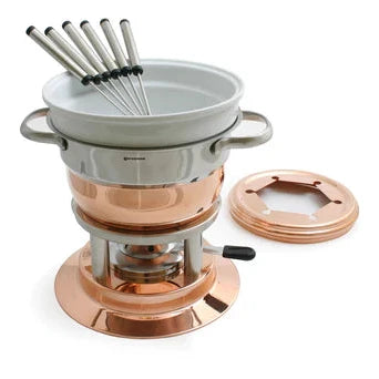 Premium Swissmar Lausanne 11-Piece Copper Fondue Set - Elegant Cheese & Chocolate Fondue Pot for Dinner Parties, Romantic Dates & Family Gatherings