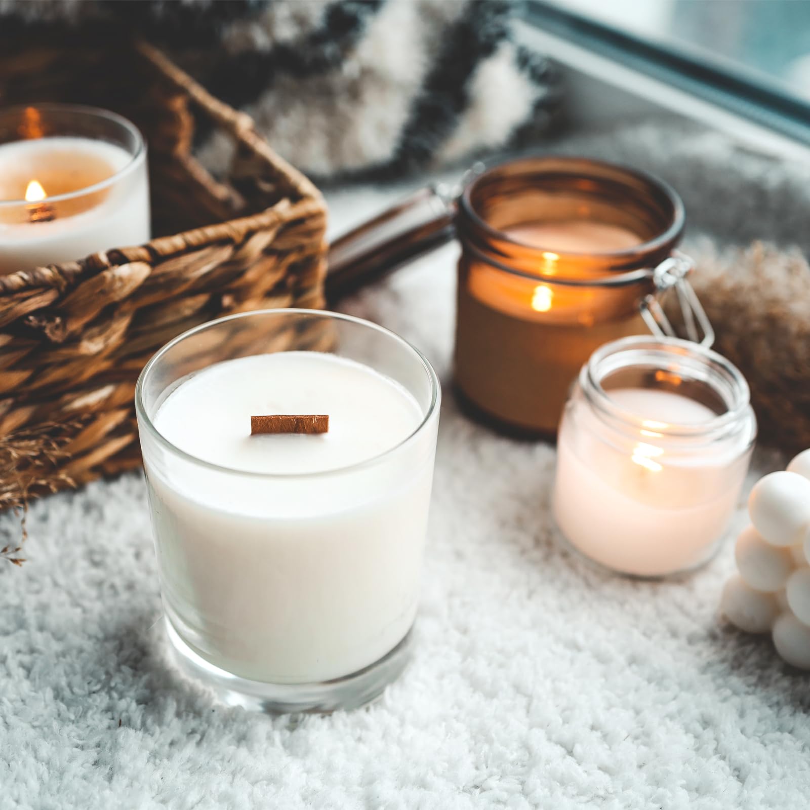 8 OZ Thick Clear Glass Candle Jars with Wooden Lids - 15 Pack Empty Containers for DIY Candle Making, Wax Melts, Essential Oils & Home Decor - Perfect for Crafting, Gifts & Aromatherapy