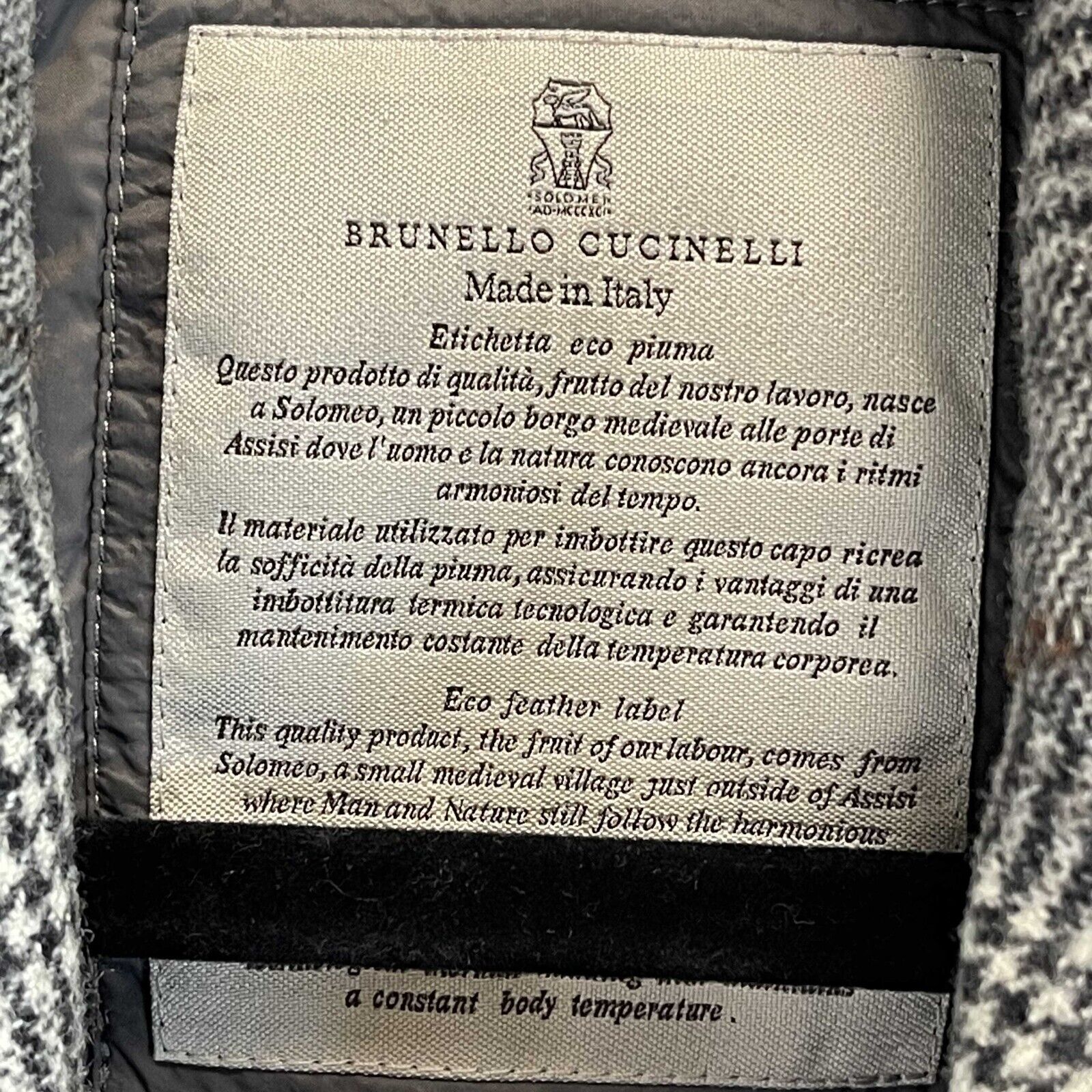 Brunello Cucinelli Gray Wool Plaid Coat - Padded Scotch Wool Jacket Size 38 (US 2) for Women | Winter Fashion, Office Wear & Outdoor Activities