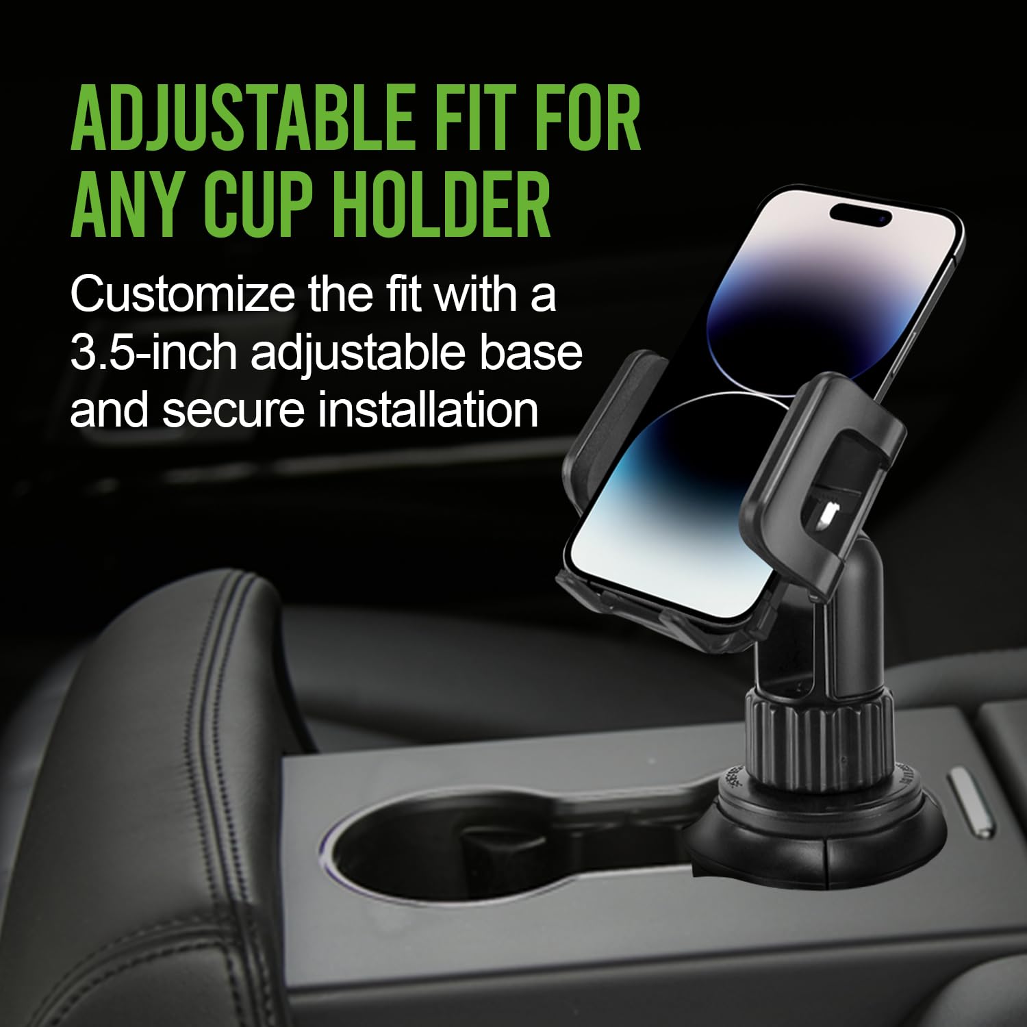 Universal Adjustable Car Cup Holder Phone Mount - Compatible with iPhone, Samsung, Moto & Google Pixel - Perfect for Hands-Free Navigation & Safe Driving