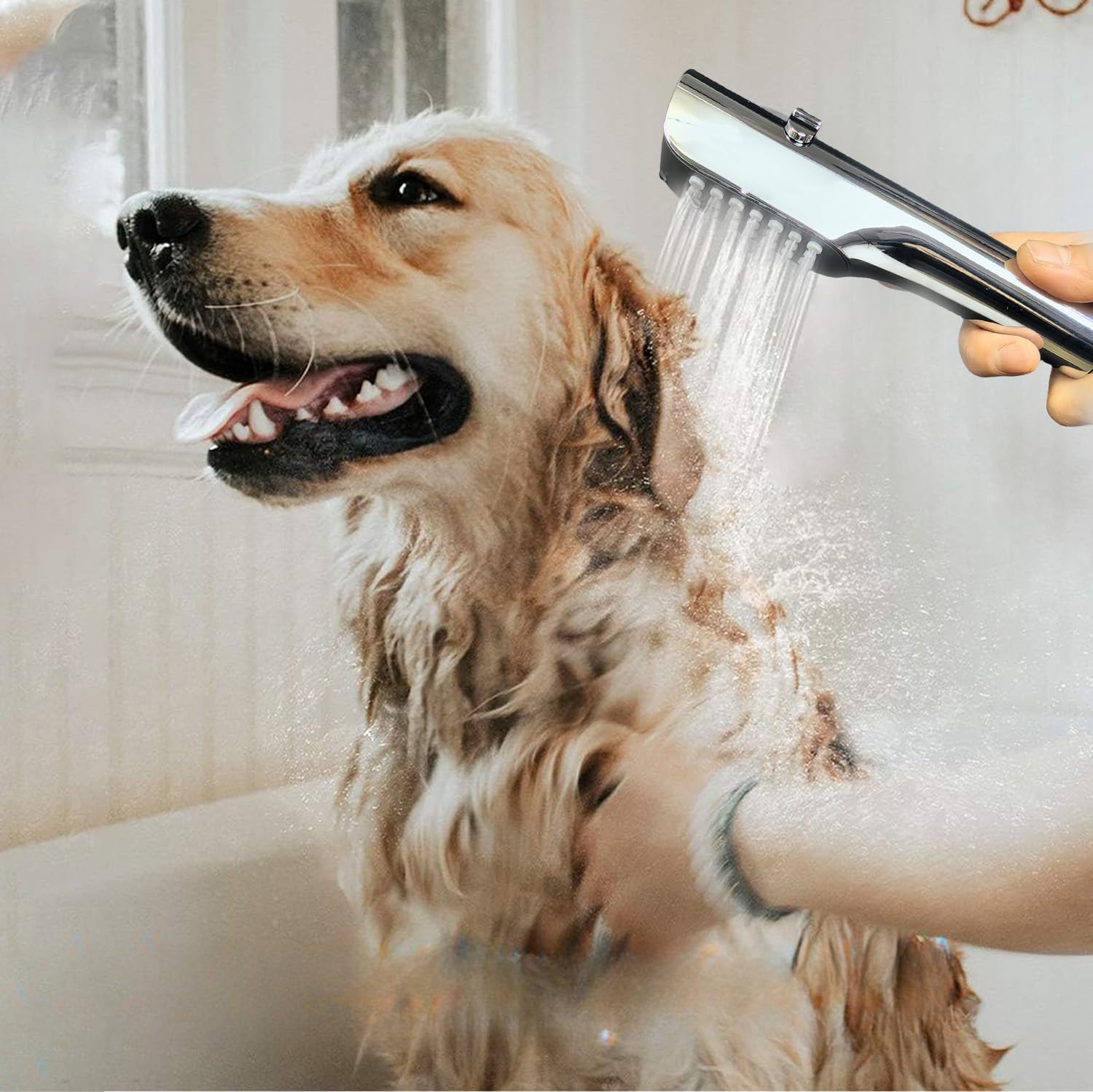 Upgraded Dog Shower Sprayer Attachment with Extra Long 98 Inch Hose - Pet Bathing Supplies for Dogs, Extension for Bathtub, Garden & Bathroom - Perfect for Home Grooming and Outdoor Pet Washing