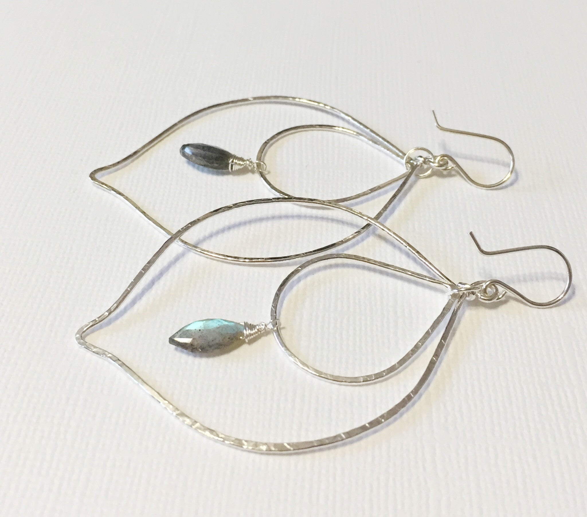 Labradorite Peacock Hoop Earrings for Women - Elegant Blue Green Gemstone Jewelry - Perfect for Parties, Weddings & Everyday Wear (E516)