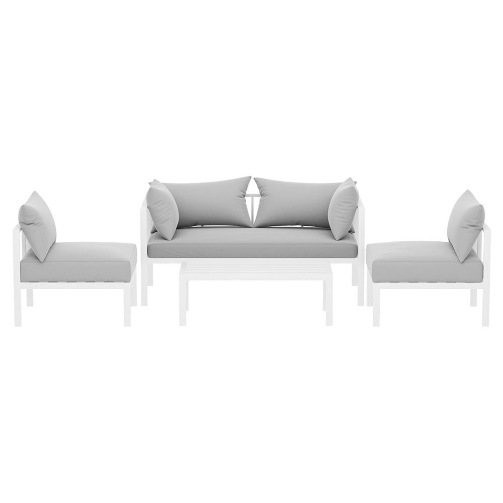 Stylish Airlie 4-Piece Aluminum Outdoor Patio Sofa Set with Coffee Table in White - Perfect for Garden, Poolside & Backyard Relaxation