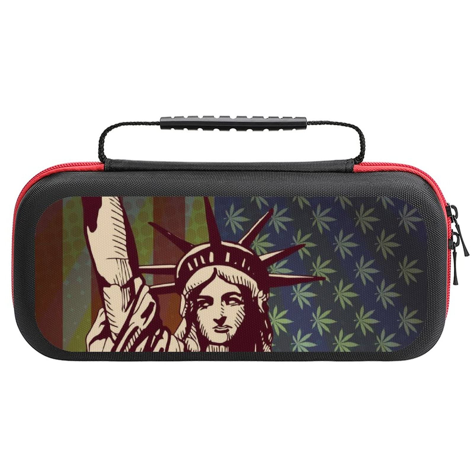 FunnyStar Statue of Liberty Cannabis Leaf Design Protective Carrying Case for Nintendo Switch - Durable Storage Handbag for Gaming On The Go & Travel