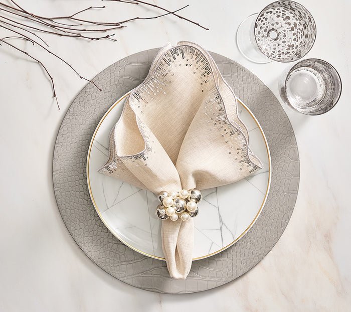 Premium Crocodile Embossed Placemats Set of 4 - Elegant Metallic Finish Table Mats for Dining, Kitchen, and Party Decor - Waterproof & Heat Resistant for Everyday Use