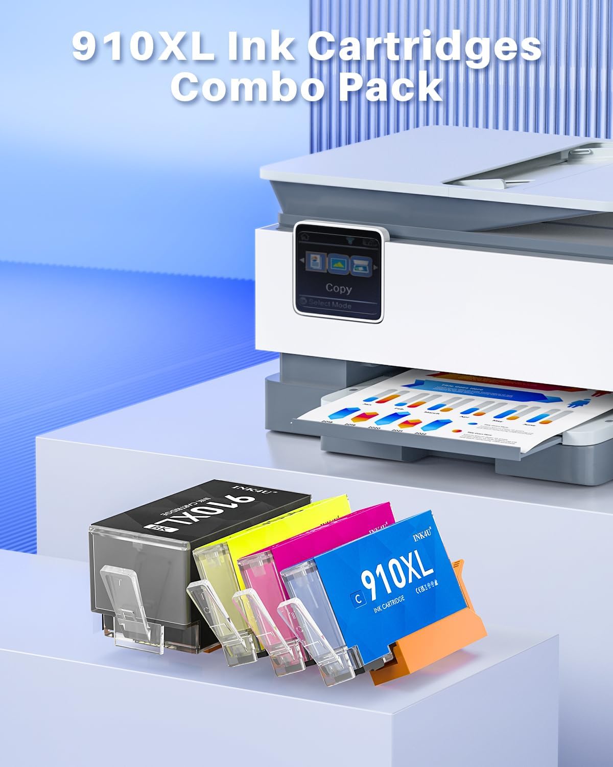 High-Quality 910XL Ink Cartridges Combo Pack (4 Pack: 1BK/1C/1M/1Y) - Compatible with HP OfficeJet Pro 8020 8025 8028 8030 8035 8010 8015 8018 8022 Printers | Reliable Replacement for HP 910XL Ink | Perfect for Home Office, School Projects & Business Printing Needs
