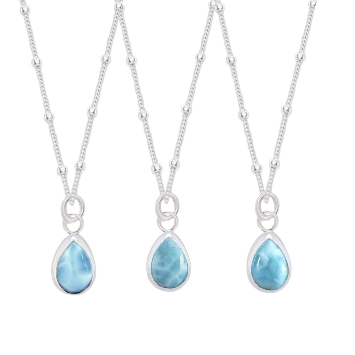 Laihas Mini Classic Chic Raindrop Larimar Necklace - Elegant Blue Gemstone Jewelry for Women - Perfect for Casual Wear, Date Nights & Special Occasions