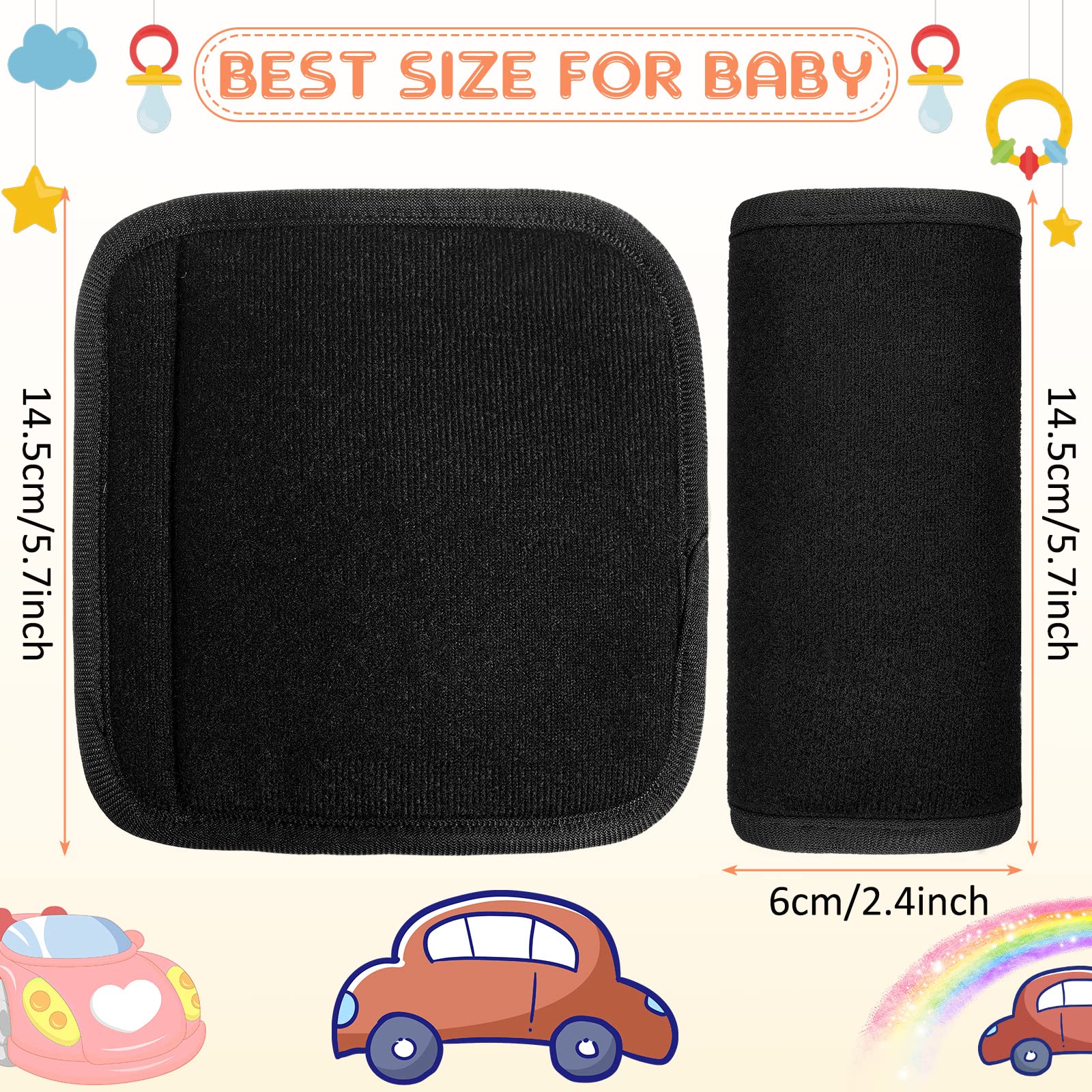 6-Piece Soft Baby Car Seat Strap Covers - Comfortable Shoulder Pads for Infant Car Seats & Strollers - Breathable Safety Belt Cushions for Boys and Girls - Perfect for Long Road Trips and Daily Commutes