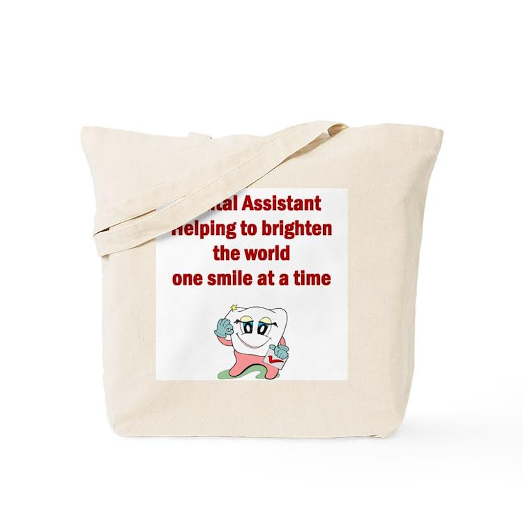 Dental Assistant Tote Bag - Natural Canvas Reusable Shopping Bag for Dental Professionals | Perfect for Work, School & Groceries