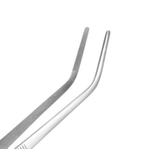 Premium Set of 6 Stainless Steel Cooking Tweezers - 20cm Curved Kitchen Tongs for BBQ, Grilling, Baking & Food Plating - Professional Chef Tools for Precision Cooking & Garnishing