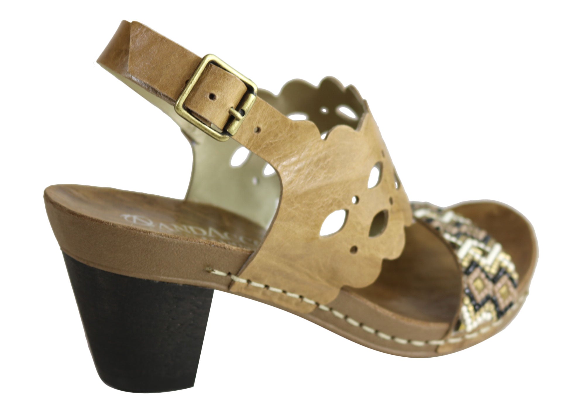 Andacco Women's Comfortable Leather Mid Heel Sandals - Handmade in Brazil - Perfect for Summer Outings, Beach Vacations & Casual Wear
