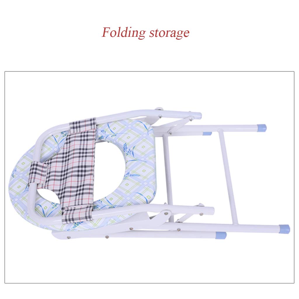 Portable Folding Commode Chair with Handles & Bucket - Adjustable Height Bedside Toilet Seat for Adults, Elderly & Handicap - Non-Slip Leg Pads for Safety - Ideal for Home Care, Post-Surgery & Pregnancy Use