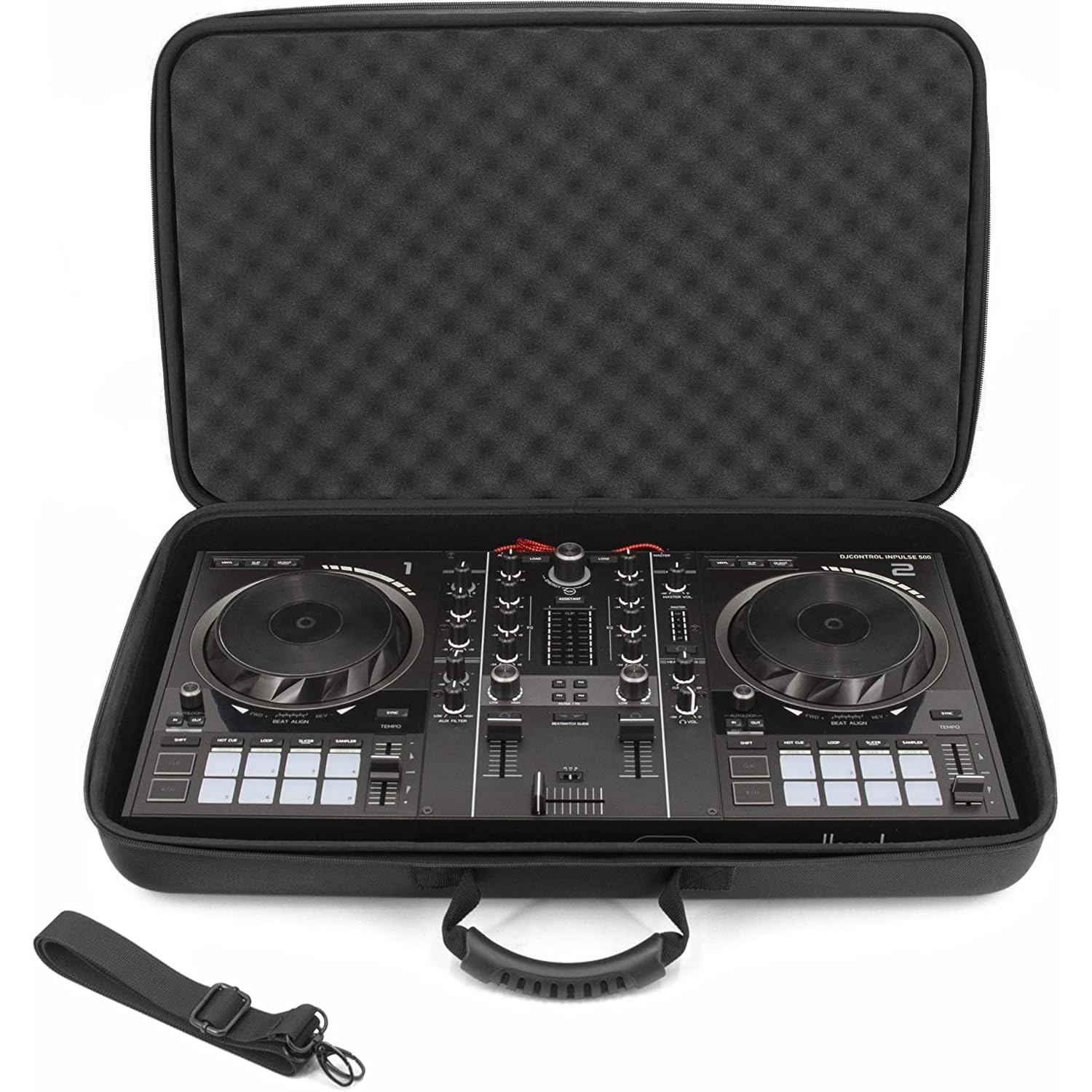 CASEMATIX DJ Controller Travel Case - Hard Shell Protective Carrying Case Compatible with Hercules Inpulse 500 DJ Mixer | Durable & Lightweight with Adjustable Strap | Perfect for Travel, Gigs & Studio Use
