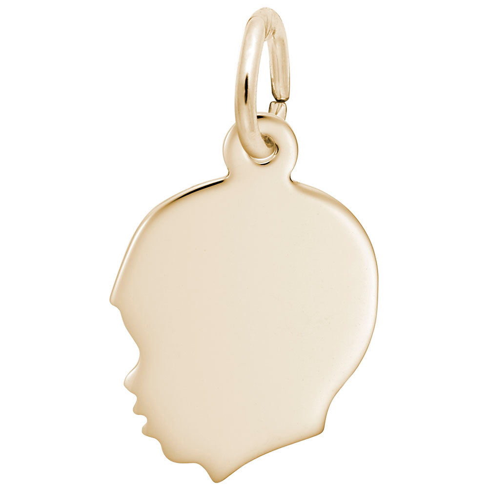 14K Yellow Gold Young Boy's Head Silhouette Charm Pendant - Elegant Kids Jewelry Gift for Birthdays & Special Occasions