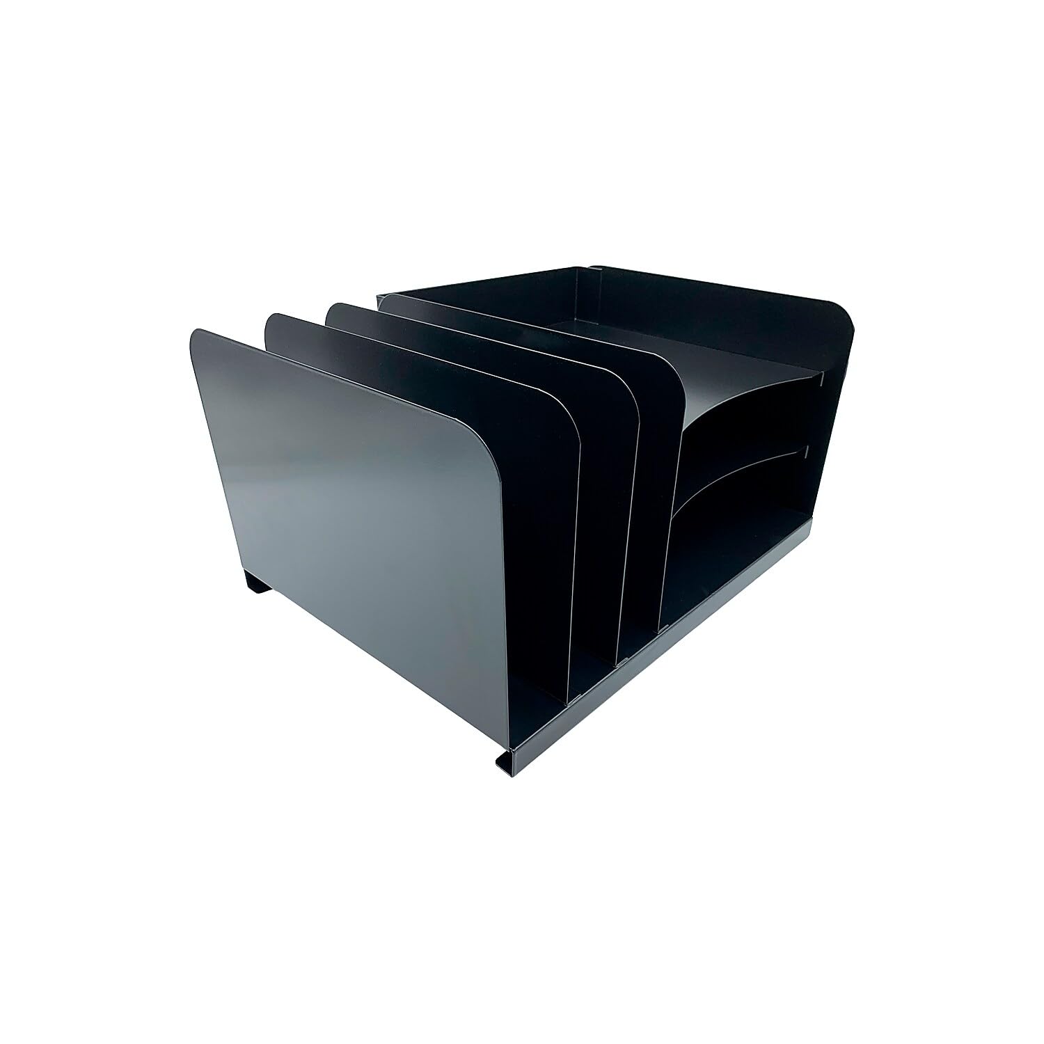 Huron 6-Compartment Steel File Organizer, Black (HASZ0148) - Office Document Organizer for Desk, Home, or School - Perfect for Files, Folders, and Paper Storage