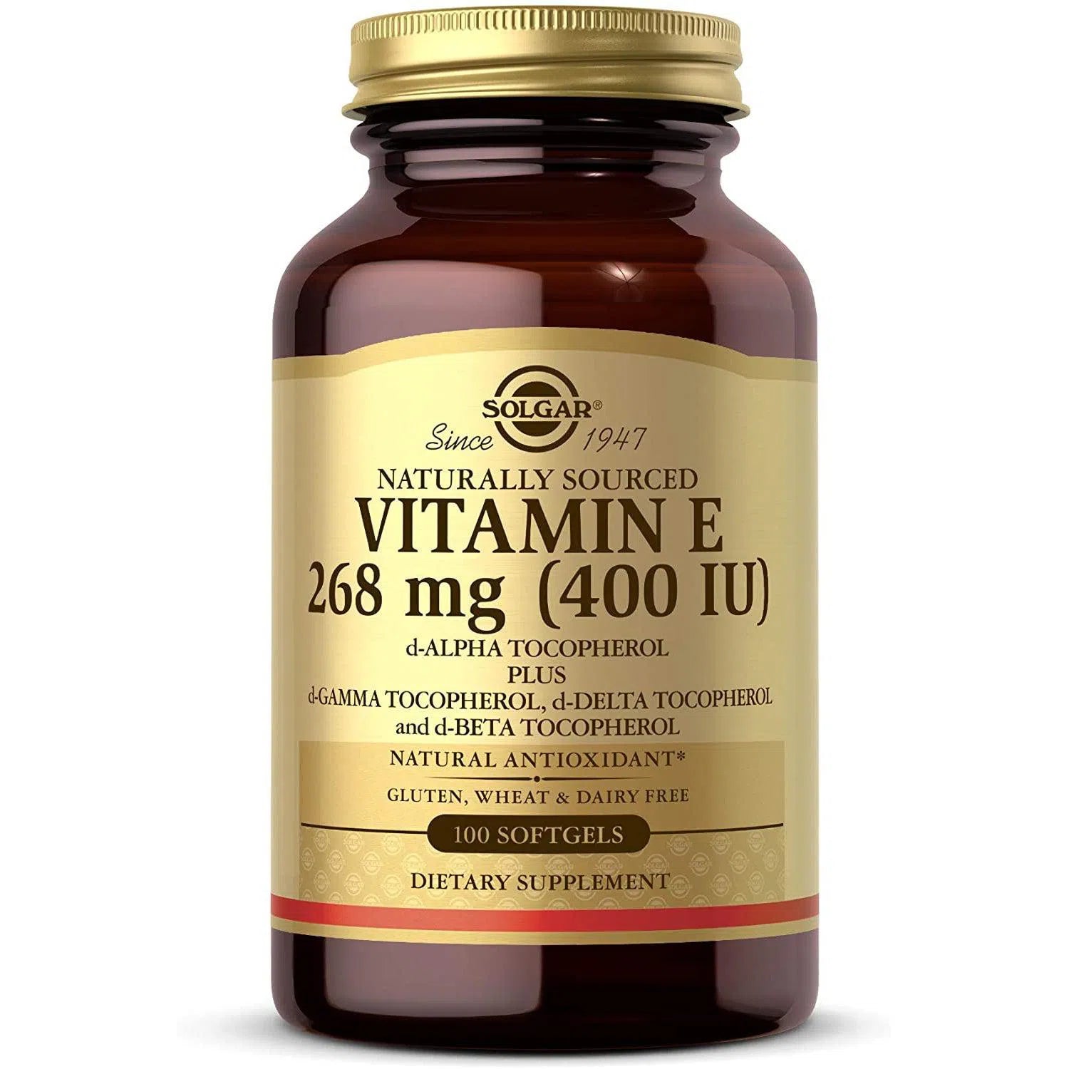 Solgar Naturally Sourced Vitamin E 268mg (400 IU) Softgels - Antioxidant Supplement for Skin, Heart & Immune Health - Supports Healthy Aging & Cellular Protection