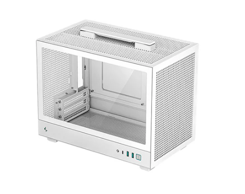 Deepcool CH160 TG ITX Computer Case - Compact Mini Tower PC Case with Tempered Glass Side Panel, White - Perfect for Small Form Factor Gaming & Home Office Builds