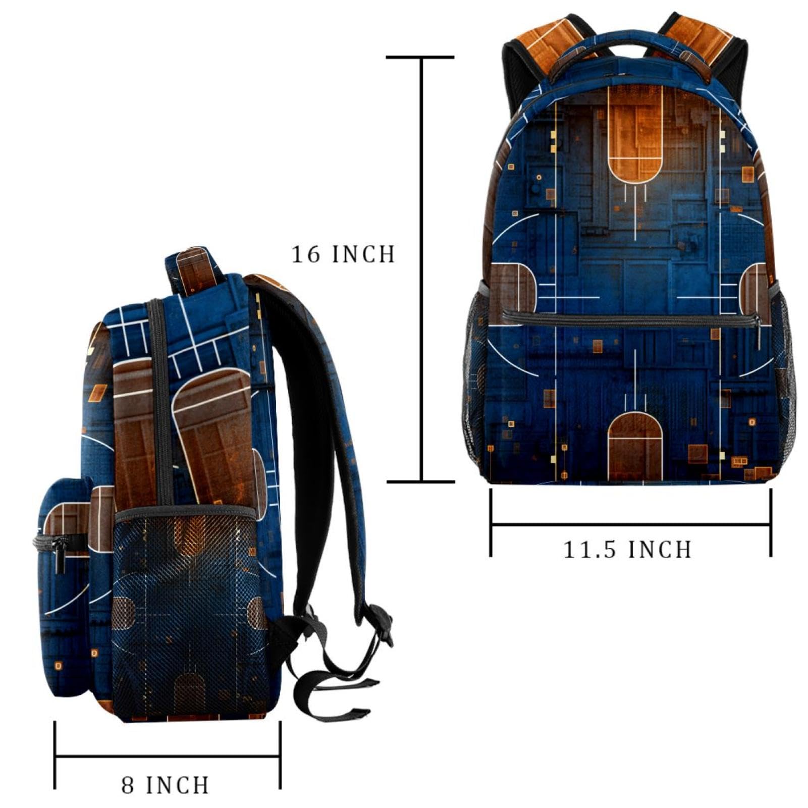 VTGHDEEQ Travel Backpack - Waterproof Laptop Backpack for Work, School & Gym - Durable Art Basketball Court Design - Perfect for Commuting, College & Outdoor Adventures