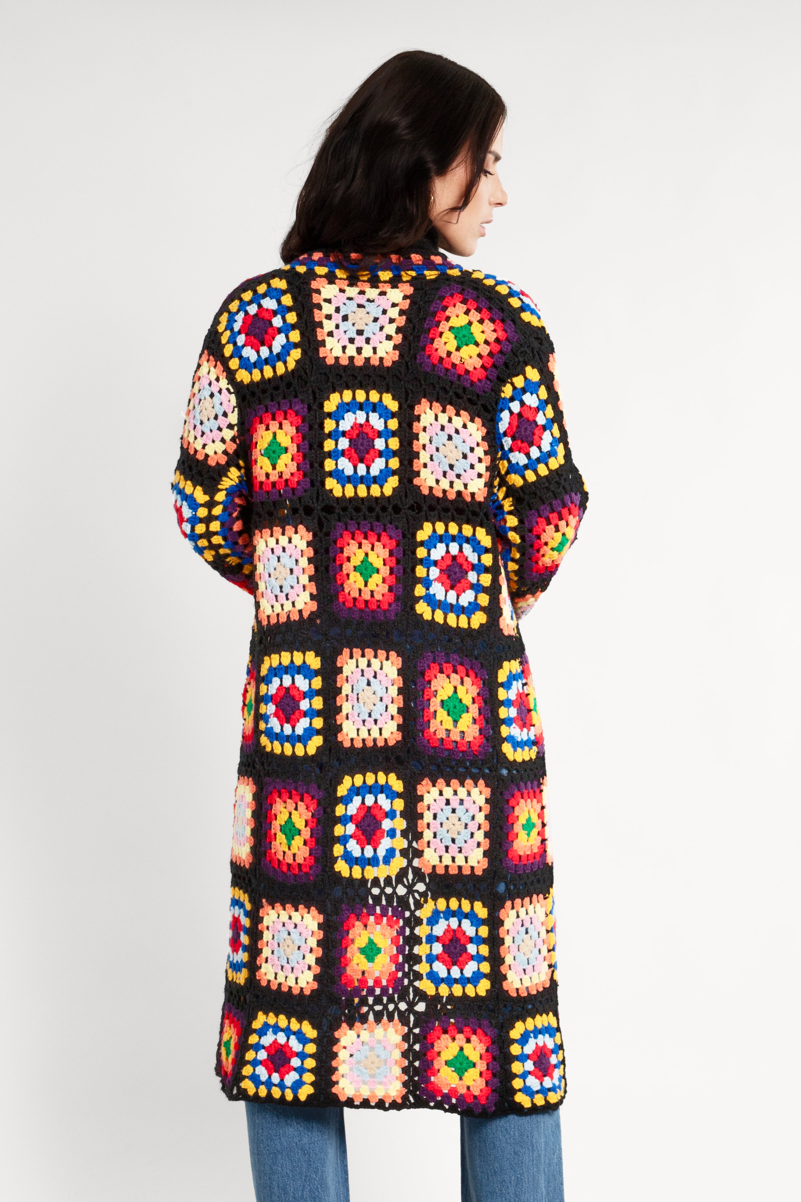 Vintage Granny Square Crochet Kimono Cardigan - Boho Chic Lace Cover Up for Women - Perfect for Beach, Music Festivals & Summer Evenings