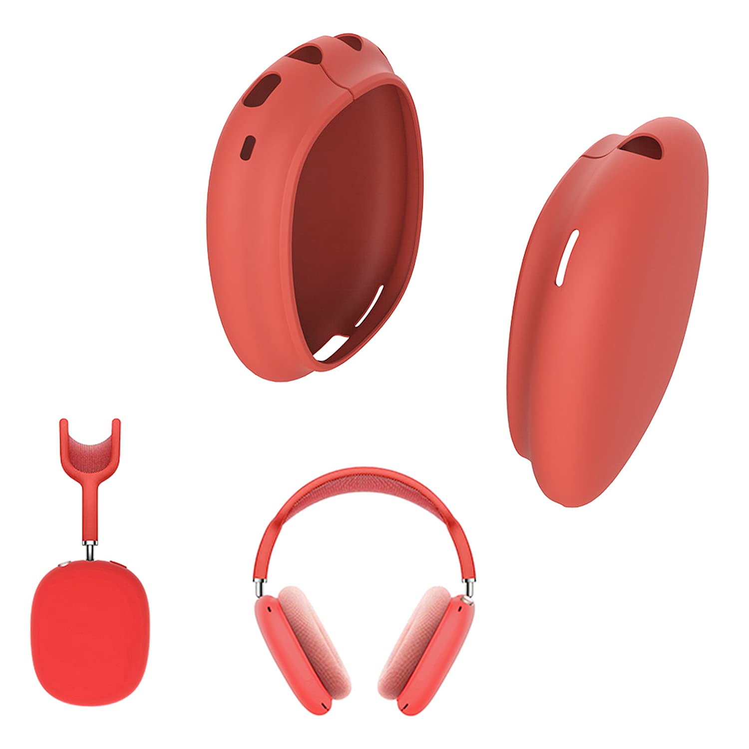 Antetek AirPods Max Silicone Protective Case - Lightweight Shockproof Cover with Full Protection, Shatter-Resistant Frame - Perfect for Travel, Gym & Daily Use (Red)