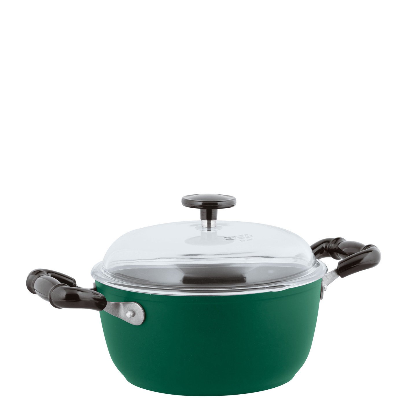 Sambonet 1965 Vintage Quarzo Nero Sauce Pot with Lid - 24cm Green High Handles - Italian Cooking Store - Perfect for Pasta, Soups & Gourmet Cooking