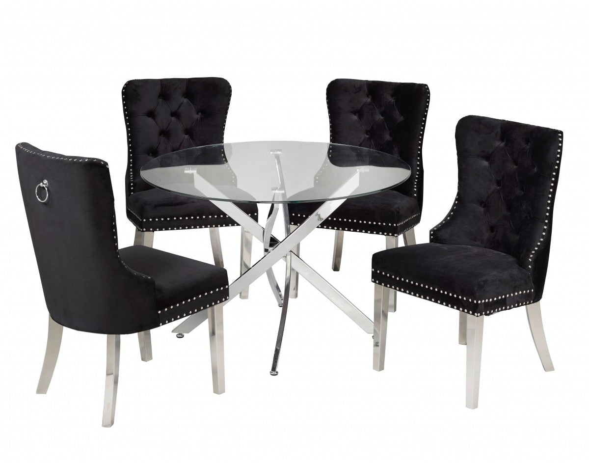 5 Piece Dining Set - Modern Black Kitchen Table & Chairs for Small Spaces | Perfect for Apartments, Breakfast Nooks & Cozy Family Meals