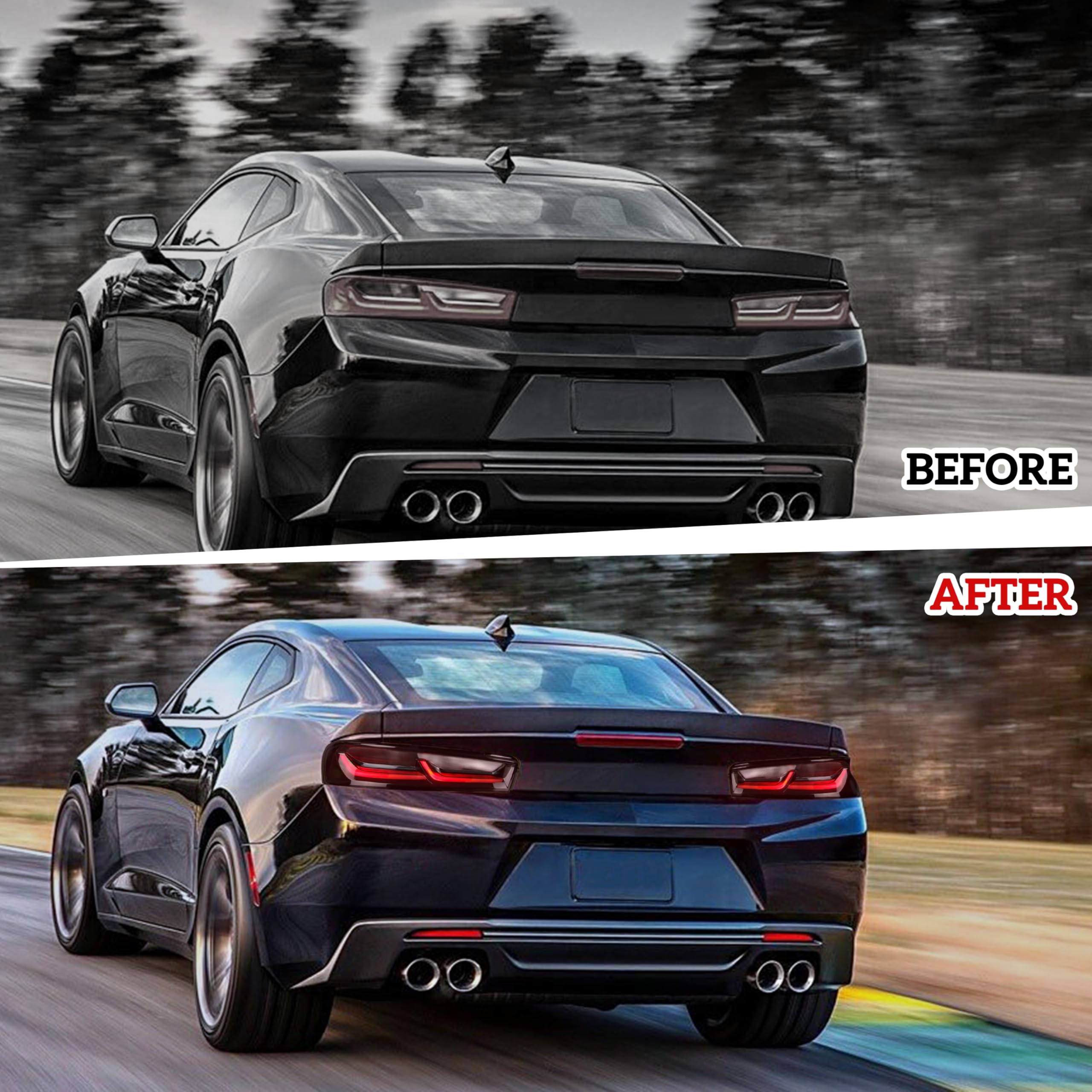 KEWISAUTO LED Smoked Black Tail Lights Assembly for Chevrolet Camaro 2016-2018 - Rear Brake & Turn Signal Lights (2PCS, Left & Right Side) | Perfect Upgrade for Night Driving & Car Customization