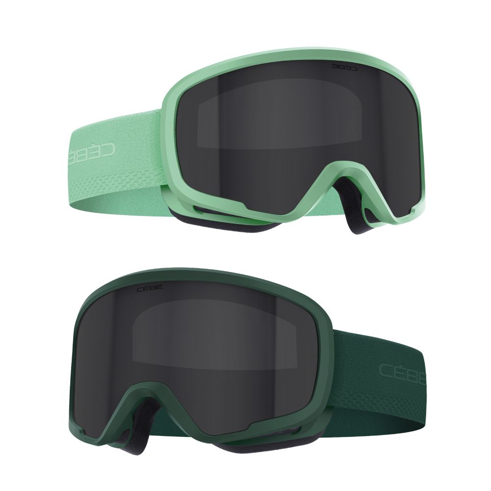 Cebe Hoopoe Kids Ski Goggles for Boys & Girls Ages 5-10 Years - Green & Black Anti-Fog Snow Goggles for Skiing, Snowboarding & Winter Sports