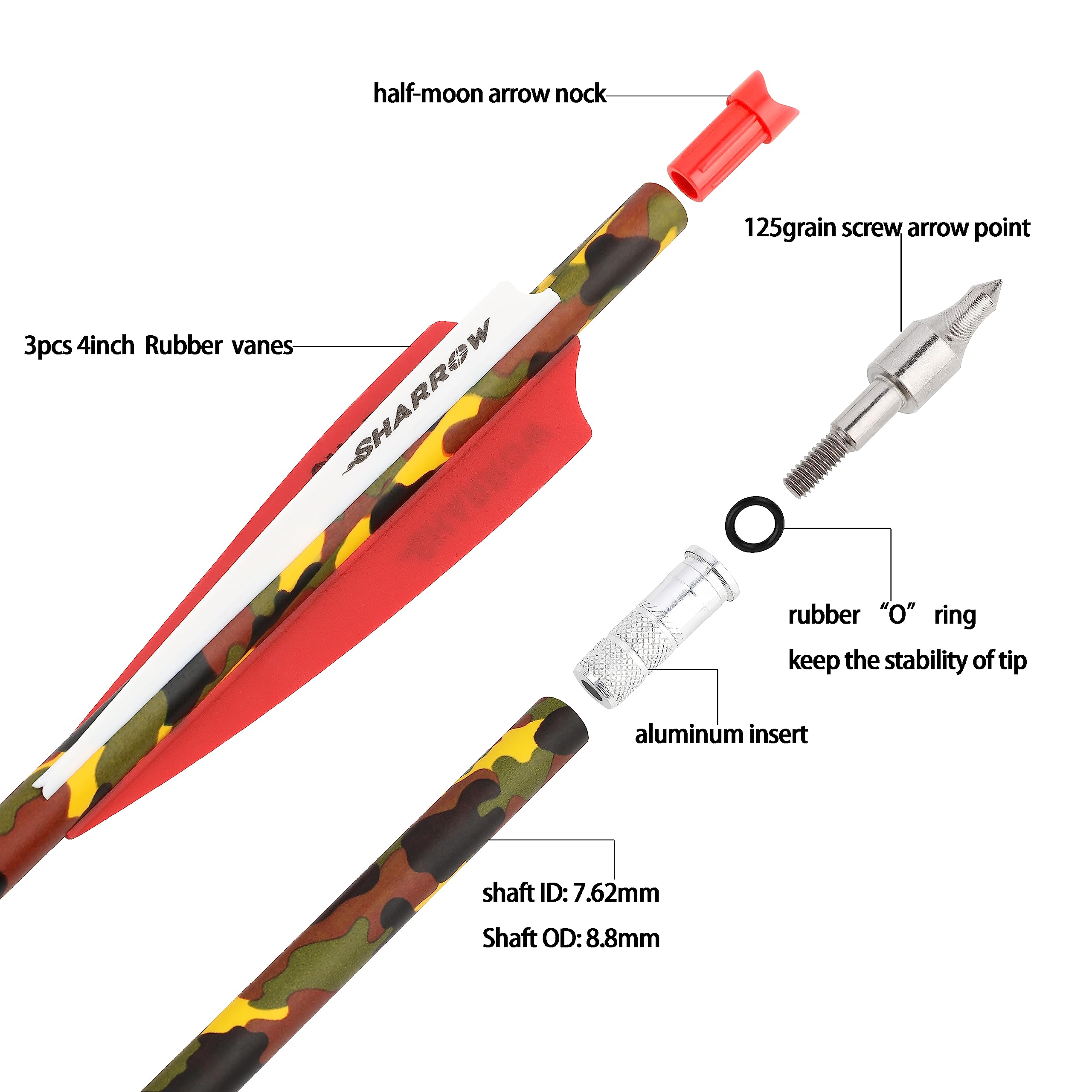 Carbon Crossbow Bolts 16-22 Inch for Hunting - 6/12PCS