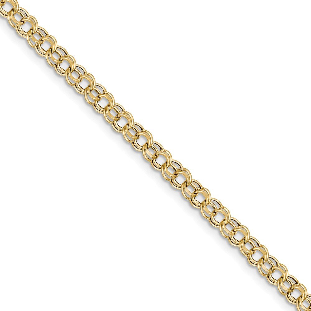 10K Yellow Gold Lite 5mm Double Link Charm Bracelet for Women - Elegant Dainty Jewelry Gift for Birthday, Anniversary & Special Occasions