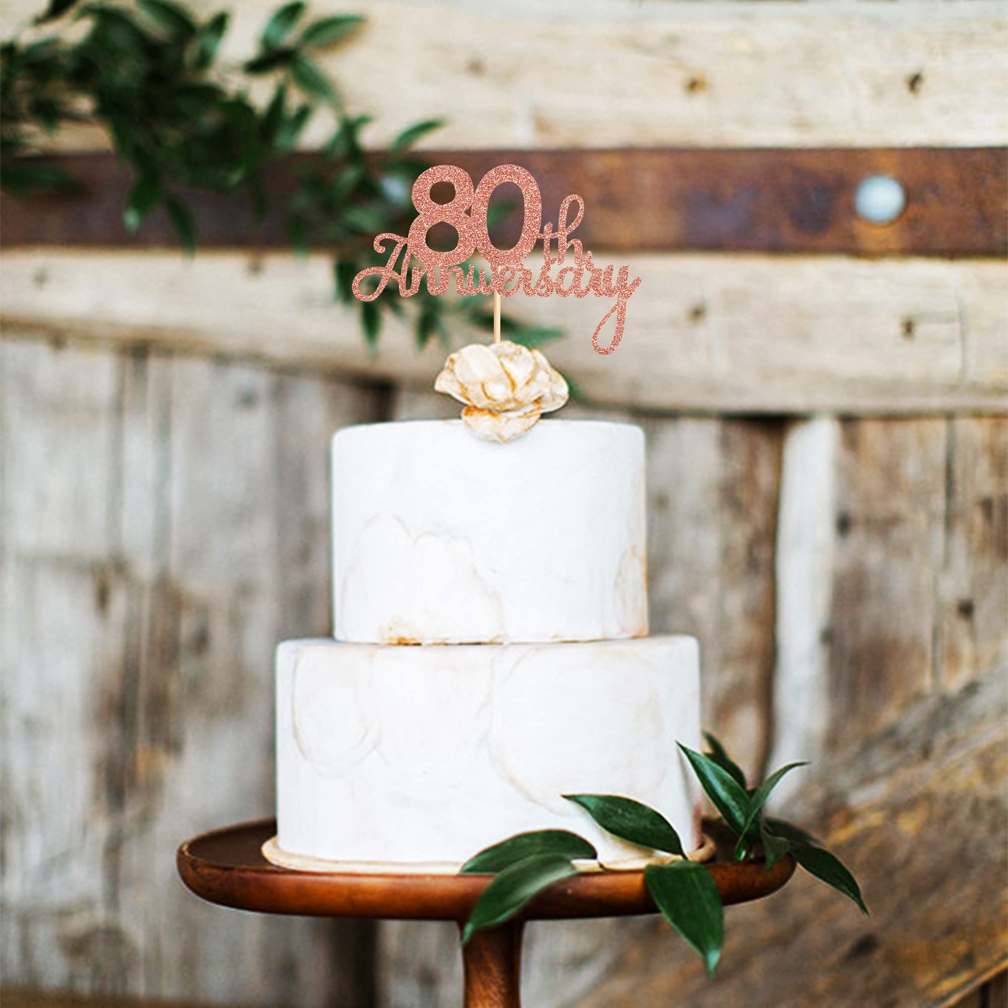 Ercadio 80th Birthday Cake Topper - Rose Gold Cheers to 80 Years Cake Decorations for Anniversary Party Supplies | Perfect for 80th Birthday Celebrations, Wedding Anniversaries & Milestone Parties