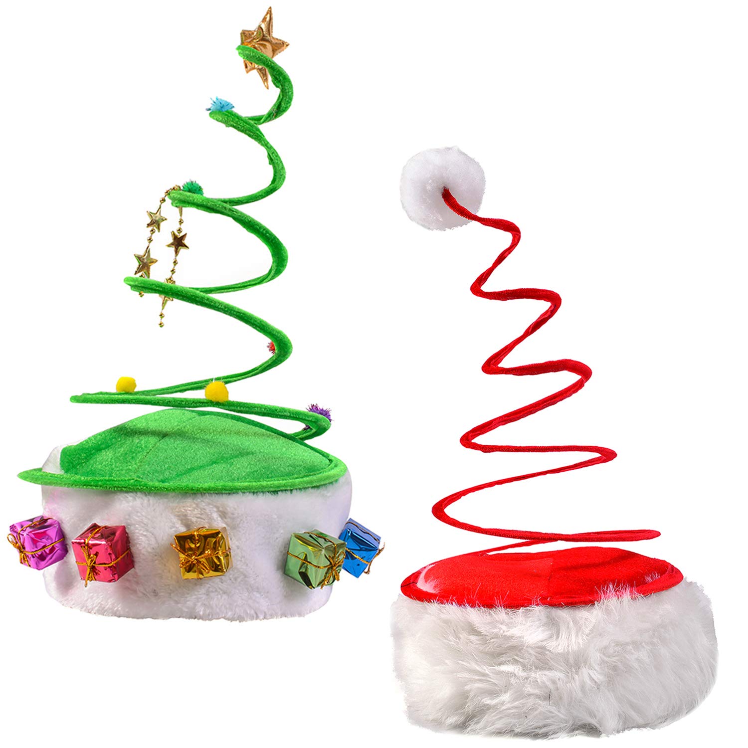 Funny Christmas Party Hats Set - Santa Hat, Elf Hat & Reindeer Antler Headband (2-Piece) for Holiday Parties, Xmas Photos & Festive Celebrations