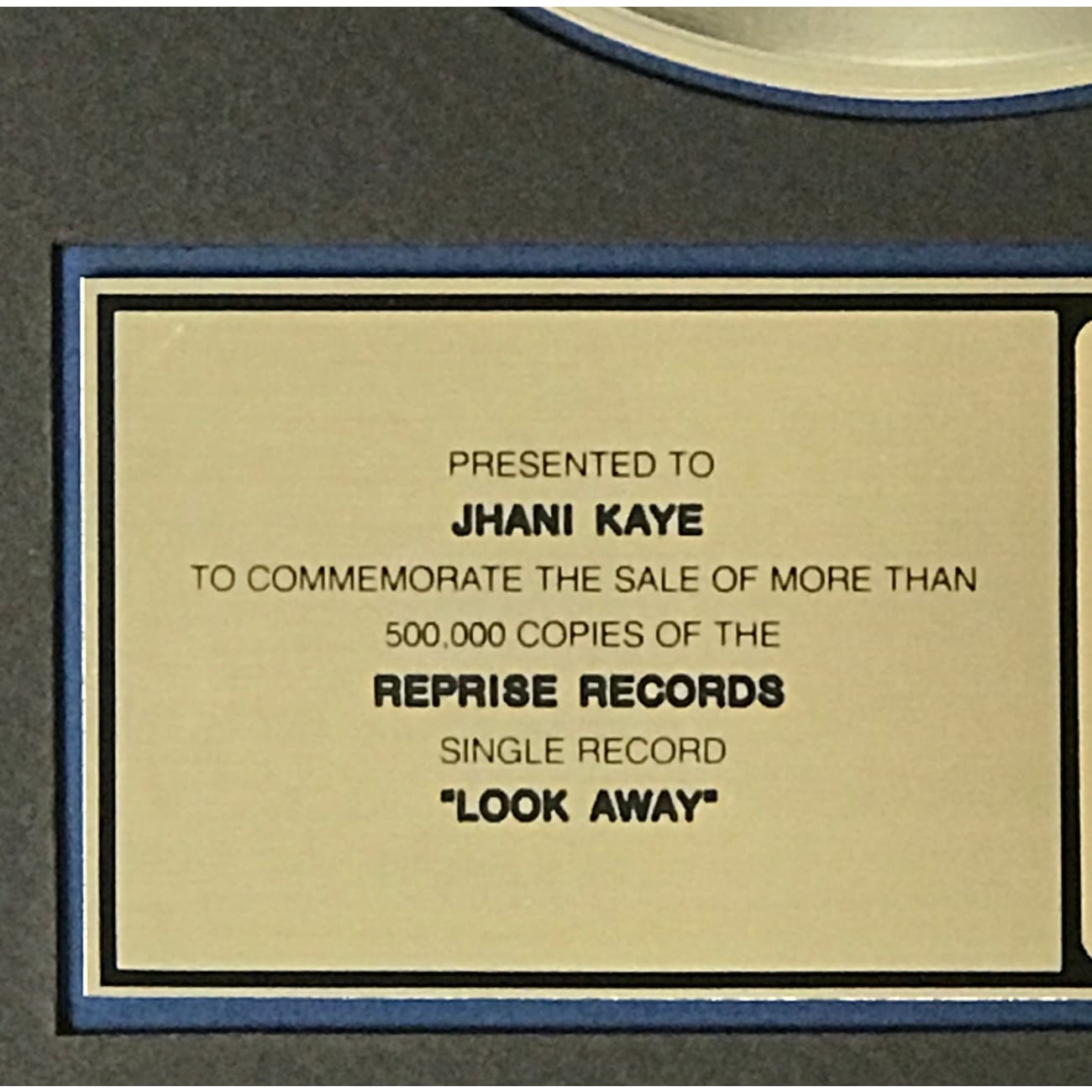 Chicago Look Away RIAA Gold Single Award - Certified Music Achievement Plaque for Collectors, Fans & Display - Perfect for Music Memorabilia, Home Decor & Office Awards