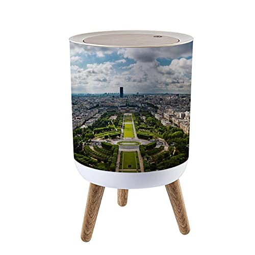 Small Trash Can with Lid - 2.6 Gallon Stainless Steel Garbage Bin for Bathroom, Kitchen, Office & Bedroom | Odor-Controlling, Dog-Proof Waste Basket | Cute Decorative Bin for Diaper Disposal & Home Organization (Paris Eiffel Tower Design) - Perfect for Small Spaces & Pet Owners